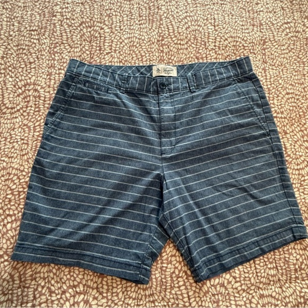 Original Penguin Navy Striped‎ Shorts
